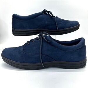 Angel Steps Winner Lace Up Sneakers Womens Size 12M Navy Blue Faux Suede Comfort